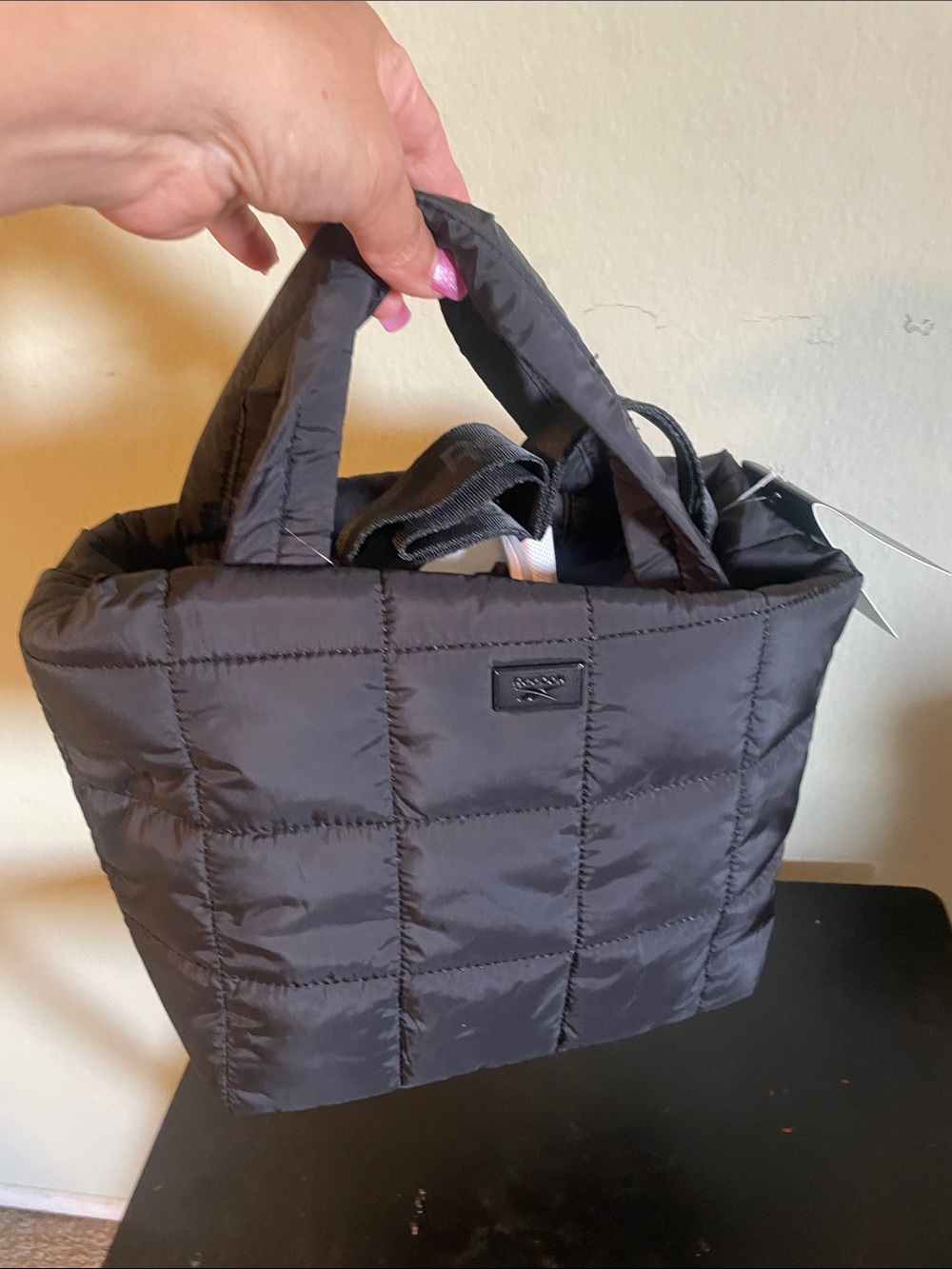 Reebok Black Quilted Strap Crossbody Bag View 4